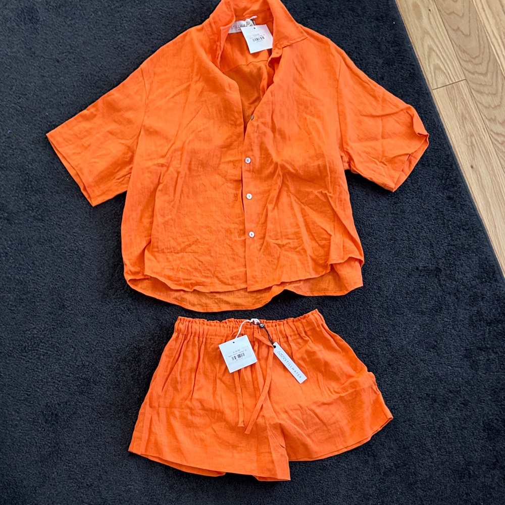 Stillwater orange linen short set